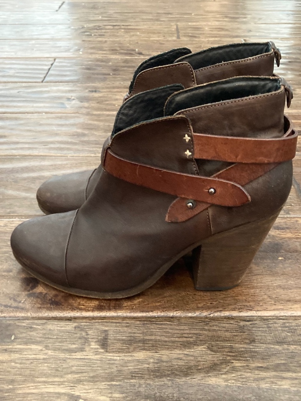 rag & bone Harrow Booties Ladies size 41Brown Ankle Strap Heel Festival Cowgirl